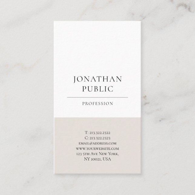 Trendy Modern Elegant Design Minimalistic Plain Business Card (Front)