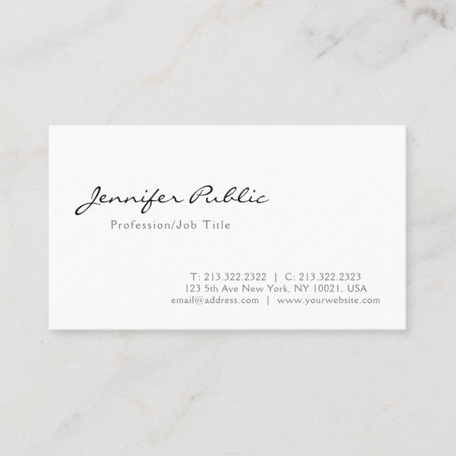 Trendy Modern Elegant Design Minimalistic Plain Business Card (Front)
