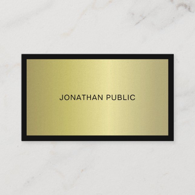 Trendy Modern Elegant Glamourous Gold Plain Luxury Business Card (Front)