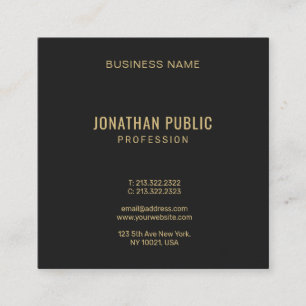 Trendy Modern Elegant Gold Font Text Professional Square Business Card