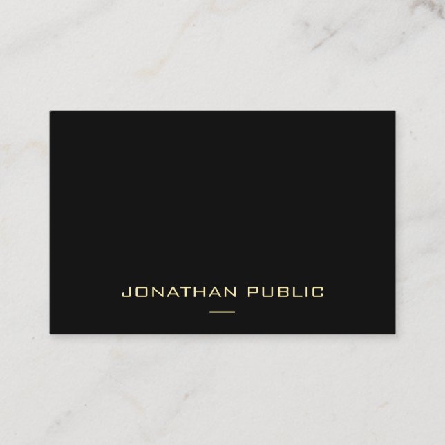 Trendy Modern Elegant Gold Name Black Template Business Card (Front)