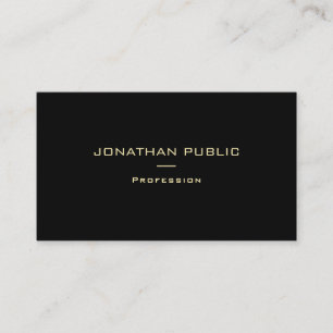 Trendy Modern Elegant Gold Name Black Template Top Business Card