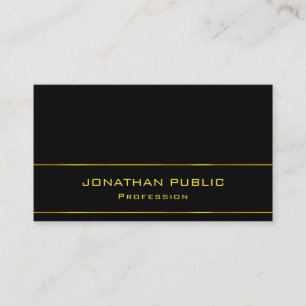 Trendy Modern Elegant Gold Text Black Template Business Card