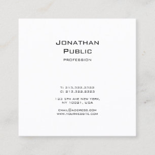 Trendy Modern Elegant Graphic Design Sleek Plain Square Business Card