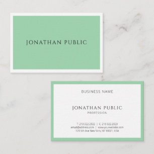 Trendy Modern Elegant Green White Simple Template Business Card