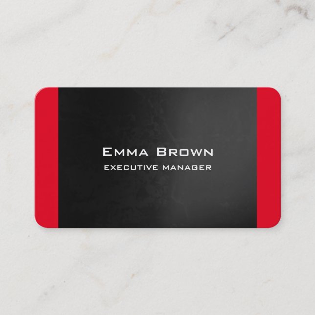 Trendy Modern Elegant Grey Red Executive Manager Business Card (Front)