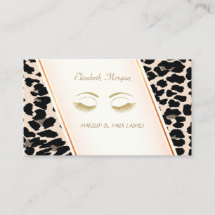 Trendy Modern  Elegant,Leopard Print, Lashes Business Card