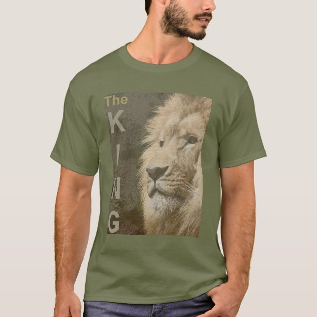 Trendy Modern Elegant Lion Men's Fatigue Green T-Shirt (Front)