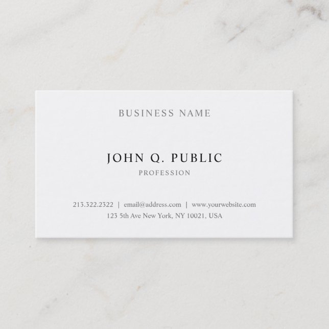 Trendy Modern Elegant Minimalist Professional Chic Business Card (Front)