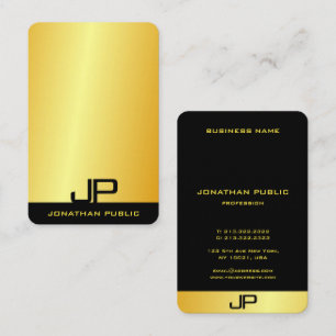 Trendy Modern Elegant Monogram Faux Gold Template Business Card