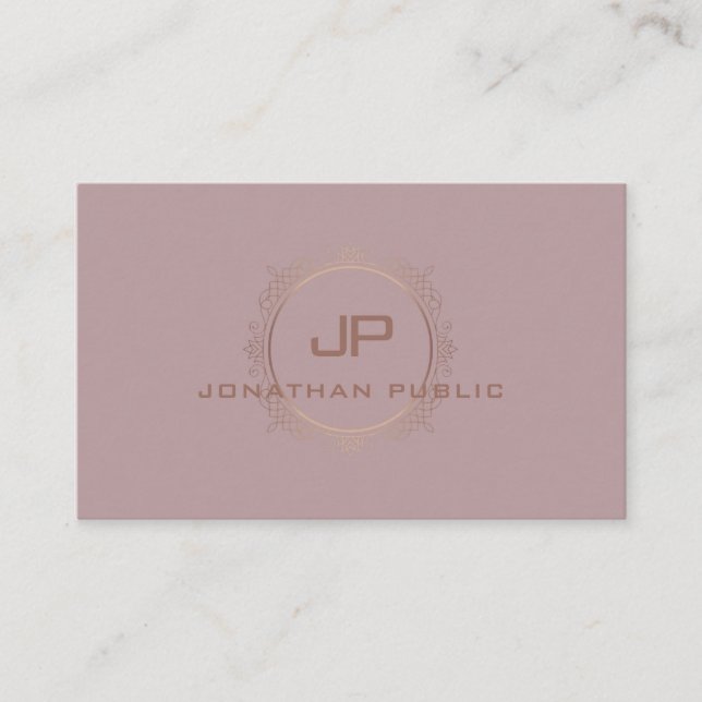 Trendy Modern Elegant Monogram Professional Business Card (Front)