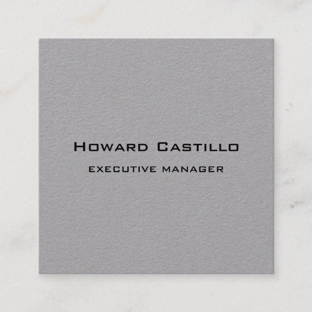 Trendy Modern Elegant Premium Grey Manager Square Business Card (Front)