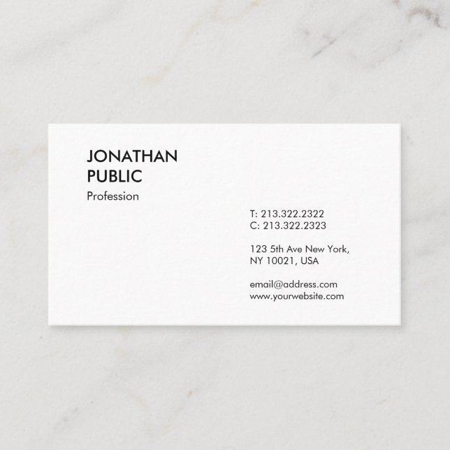 Trendy Modern Elegant Professional Simple Template Business Card (Front)