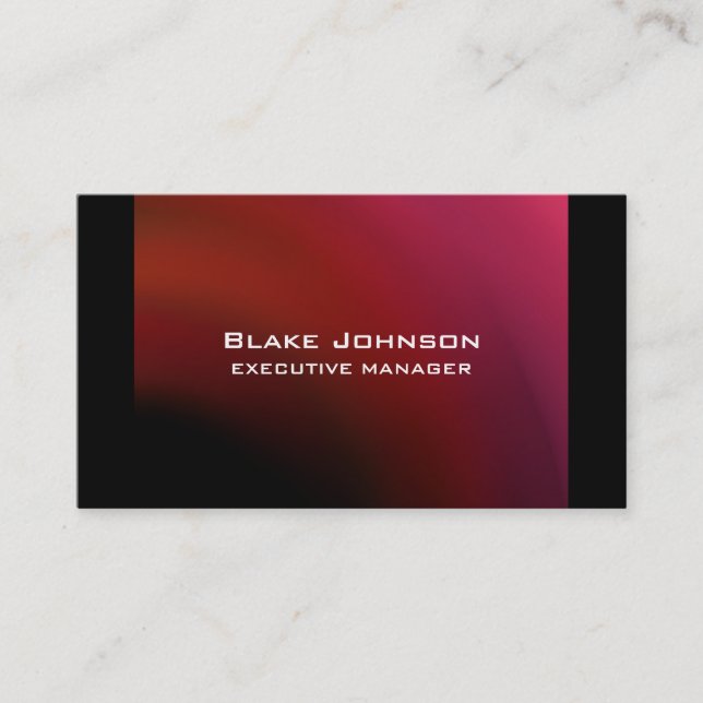 Trendy Modern Elegant Red Black Business Card (Front)