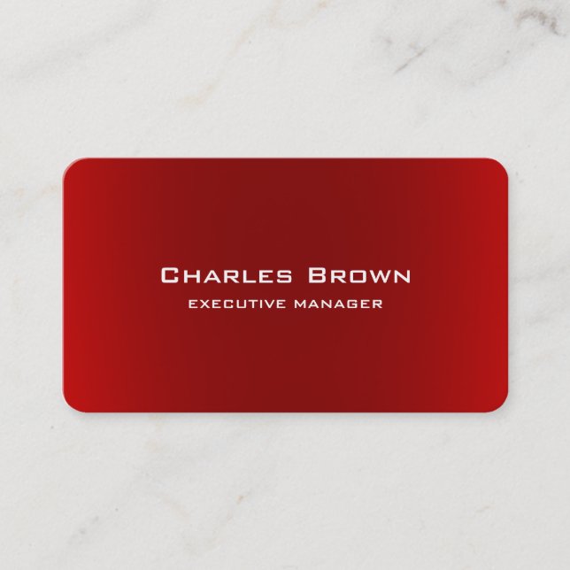 Trendy Modern Elegant Red White Manager Business Card (Front)