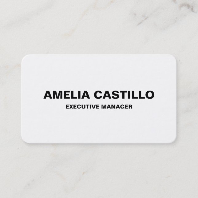 Trendy Modern Elegant Simple Black White Bold Business Card (Front)