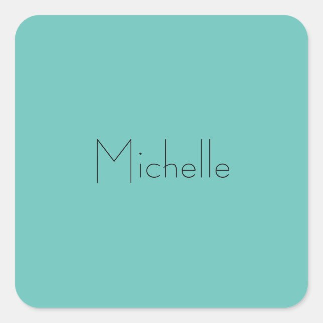 Trendy Modern Elegant Simple Blue White Square Sticker (Front)