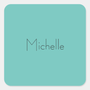 Trendy Modern Elegant Simple Blue White Square Sticker