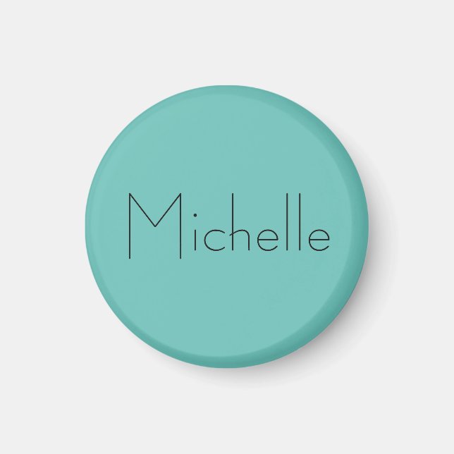 Trendy Modern Elegant Simple Blue Your Name Magnet (Front)