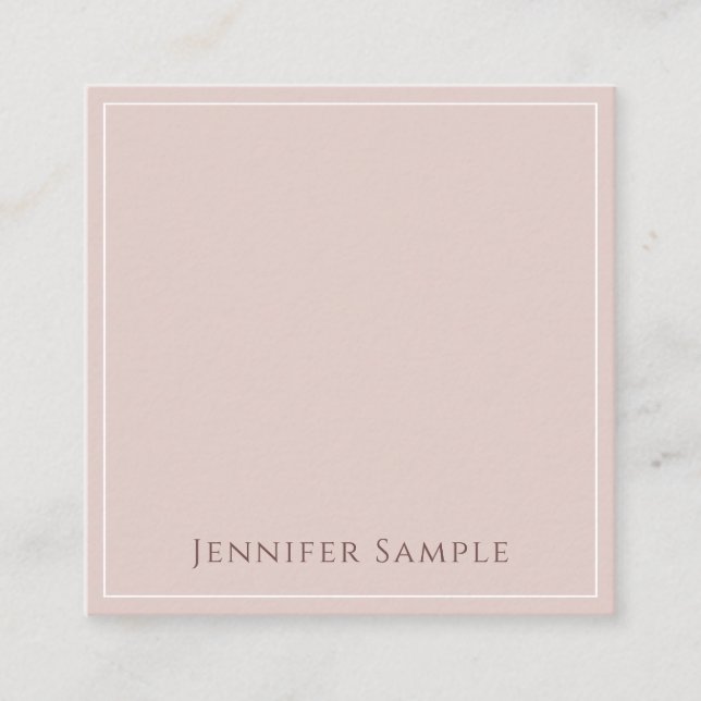 Trendy Modern Elegant Simple Design Template Chic Square Business Card (Front)