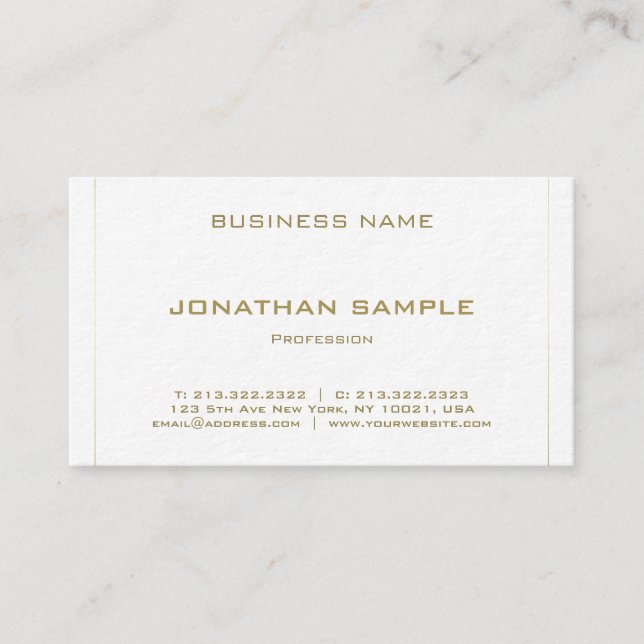 Trendy Modern Elegant Simple Gold Striped Luxury Business Card (Front)