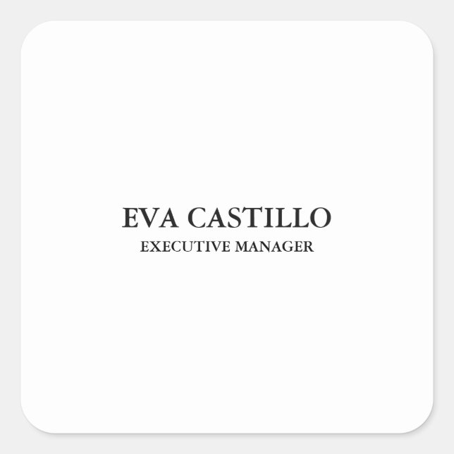 Trendy Modern Elegant Simple Manager  Square Sticker (Front)