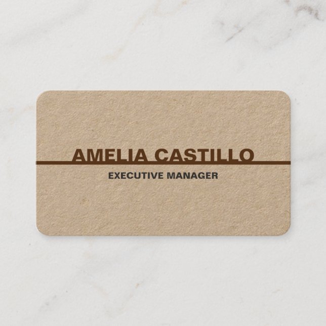 Trendy Modern Elegant Simple Premium Kraft Business Card (Front)
