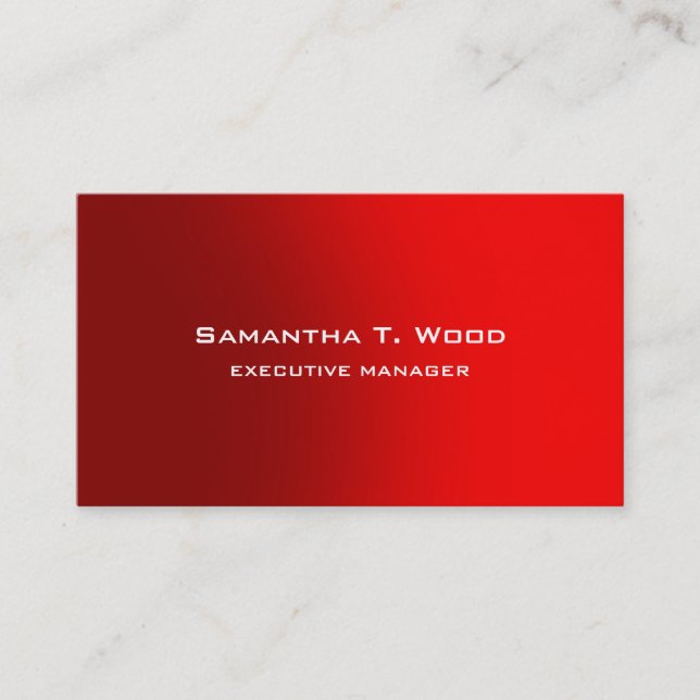 Trendy Modern Elegant Simple Red Executive Manager Business Card (Front)
