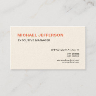 Trendy Modern Elegant Simple Signature Cream Business Card