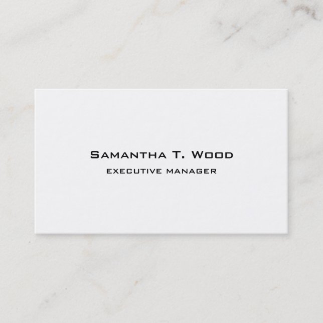 Trendy Modern Elegant Simple White Manager Business Card (Front)