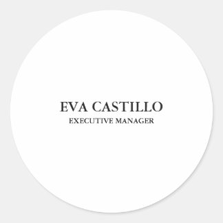 Trendy Modern Elegant Simple White Manager Classic Round Sticker