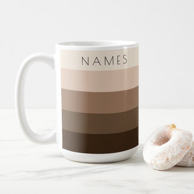Trendy Modern Elegant Template Text Names Custom Coffee Mug (With Donut)