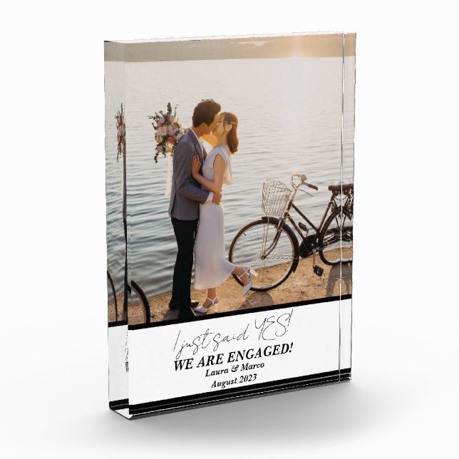 Trendy Modern Engagement Couple Photo Block (Left)