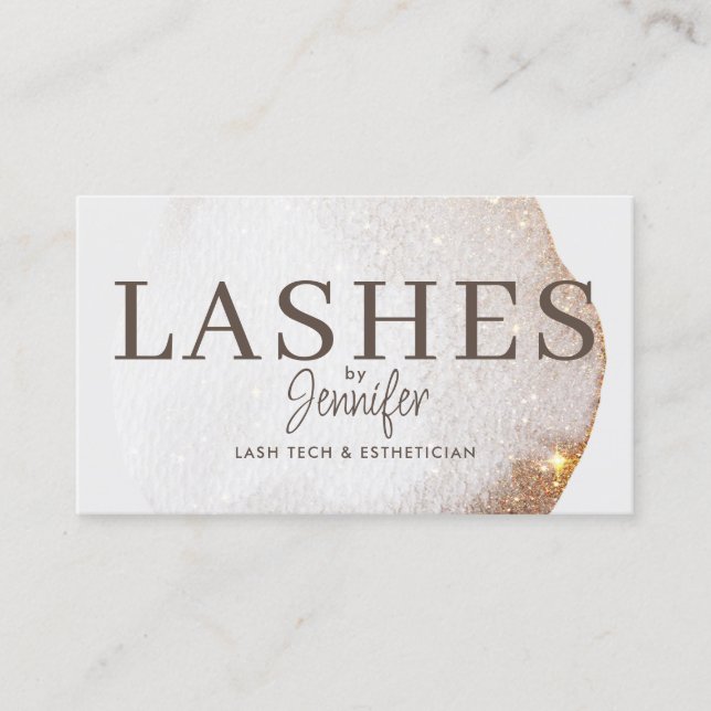 Trendy Modern Eyelash Extensions QR Code Gold Business Card (Front)