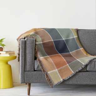 Trendy Modern Fall Colour Block Throw Blanket