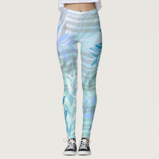 Trendy modern fall leaf abstract floral leggings