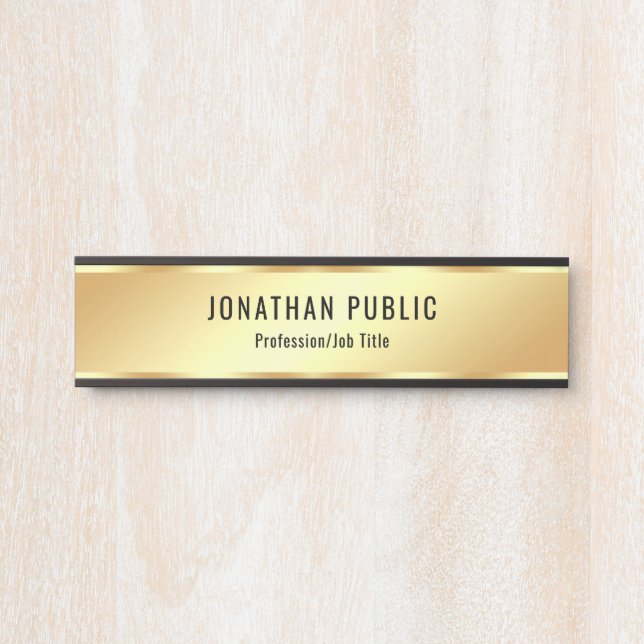 Trendy Modern Faux Gold Elegant Template Custom Door Sign (Front)