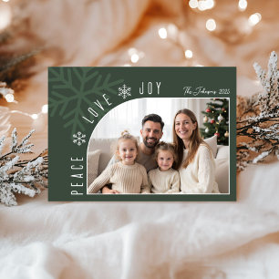 Trendy Modern Forest Green Photo Christmas Holiday Card