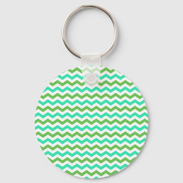 Trendy, modern fresh green chevron key ring (Front)
