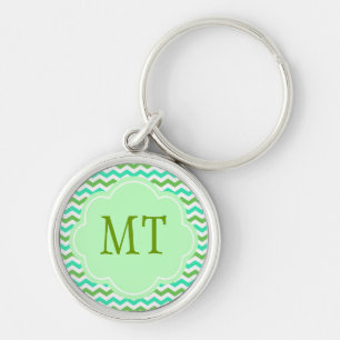 Trendy, modern fresh green chevron zigzag key ring