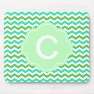 Trendy, modern fresh green chevron zigzag mouse mat