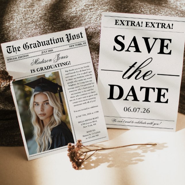 Trendy Modern Fun Photo Graduation  Invitation (Creator Uploaded)