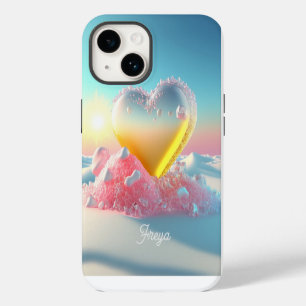 Trendy Modern Girly Love Heart Personalised Name iPhone 14 Case