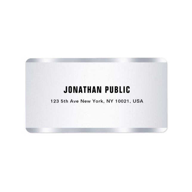 Trendy Modern Glamour Silver Look Elegant Template Label (Front)
