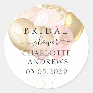 Trendy, modern, glitter balloons  classic round sticker