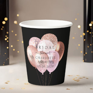 Trendy, modern, glitter balloons paper cups