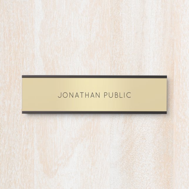 Trendy Modern Gold Black Glamorous Template Door Sign (Front)