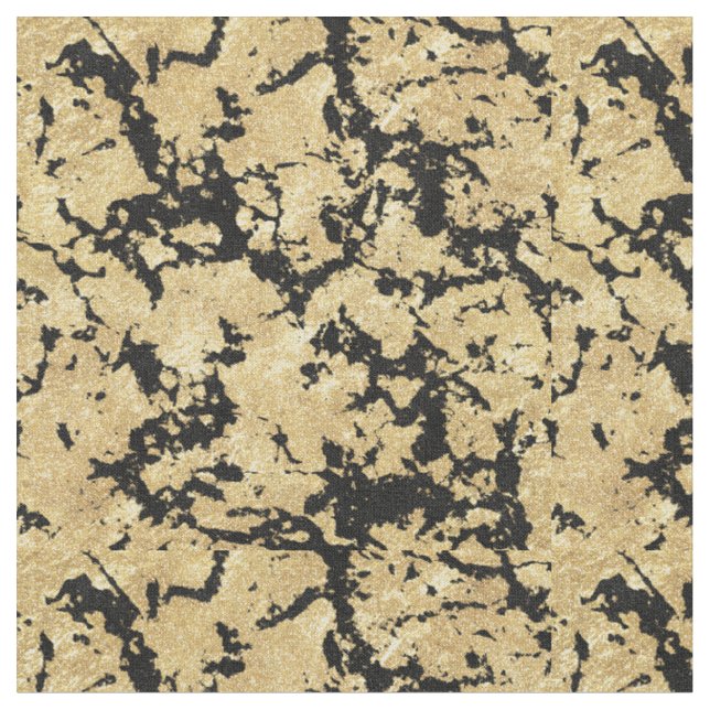 Trendy Modern Gold & Black Glitter Marble Image Fabric (Close Up)