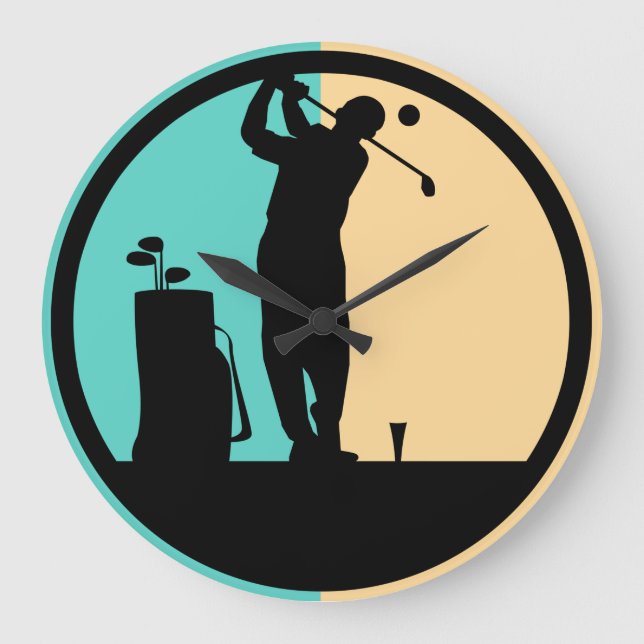 Trendy Modern Golf Theme Large Clock (Front)