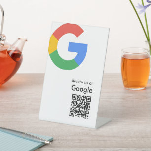 Trendy Modern Google Review QR Code Pedestal Sign